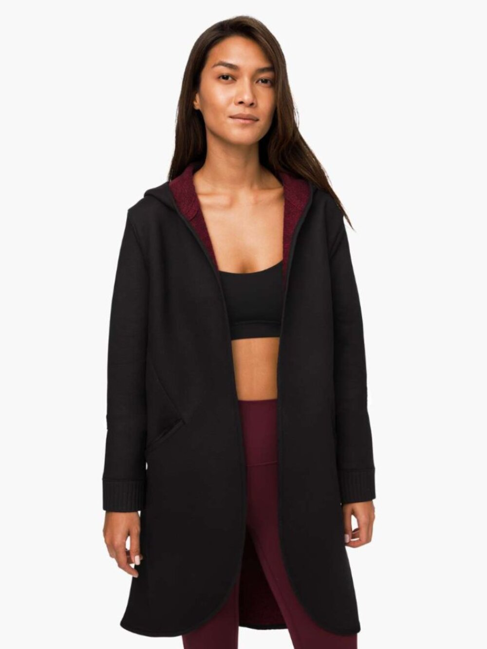 Lululemon All Afternoon Cardigan Heathered Deep Rouge / Black